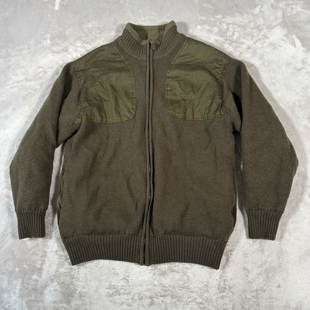 Orvis Sweater Jacket Mens M Green Foul Weather Wool Full Zip Shooting Hunting